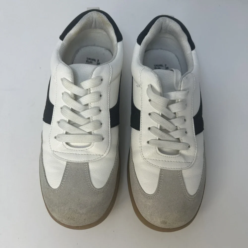 Primark White Contrast Panel Low Top Trainers Sneakers Kids Size 3 Women's‎ Sz 4